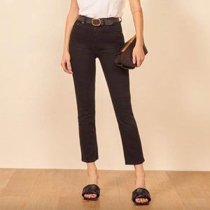 Reformation Liza High Straight Crop jean in black